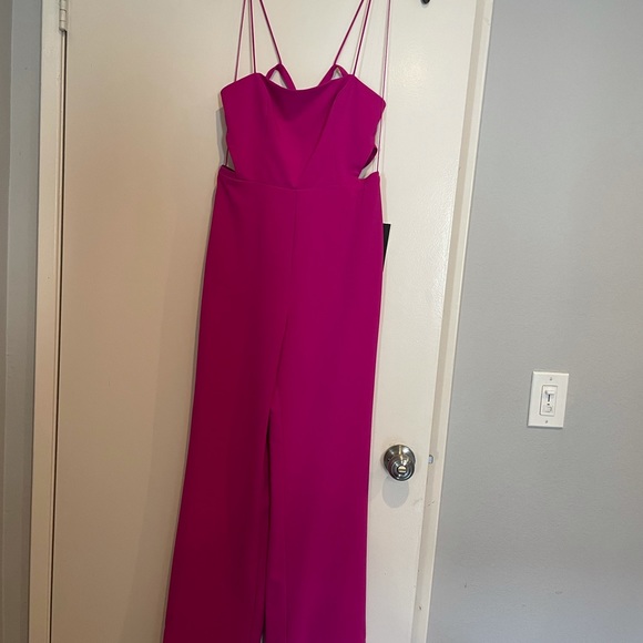 🆕Aidan Mattox caged back fuchsia jumpsuit Sz 4 - Picture 2 of 9